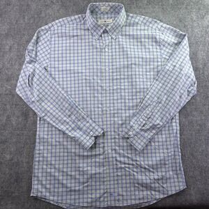 Onward Reserve Shirt Large Classic Fit Blue Check Nylon Stretch Long Sleeve